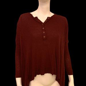Free People Burgundy Light Weight Cropped Sweater